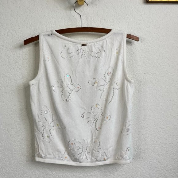 St John Spring 00s Butterfly Santana Knit Perforated Shell - Picture 5 of 5